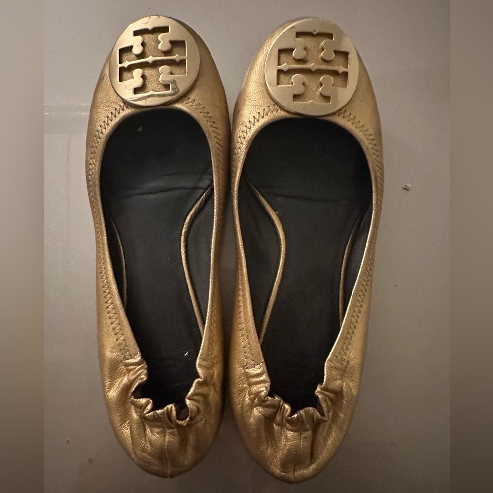 Tory Burch Gold Ballet Flats